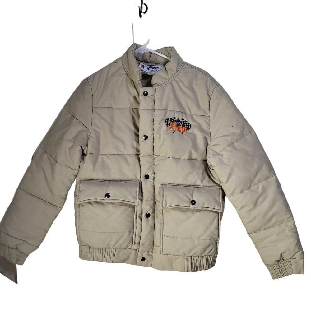 VTG Wynn's Xtend Racing Puffer Winter Jacket Beige Wiman Union USA Small